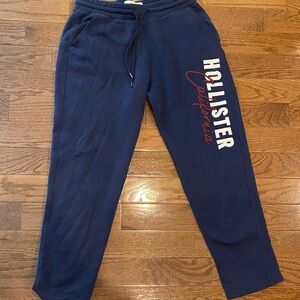 Hollister Blue Joggers with Red and White Text